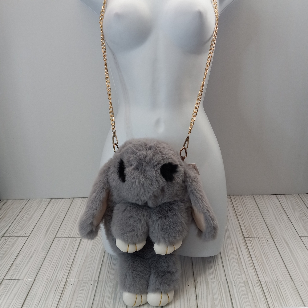 Furry Faux Fur Bunny Rabbit Plush Crossbody Purse